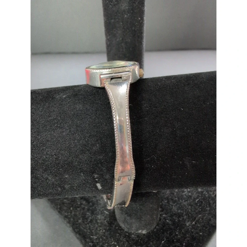 VTG Precision by Gruen Round Two Tone Ladies Cuff Watch with Mother of Pearl